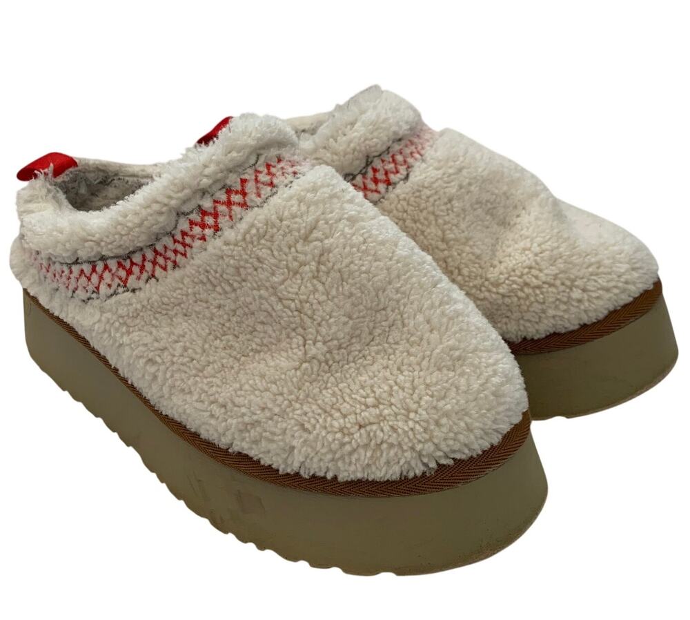Ugg Womens Sz 10 Tasman Maxi Curly Slippers Natural Slip On Sherpa Platforms